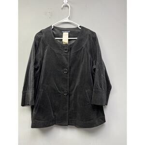 GAP Jacket Womens 18 Black Velvet Button front Pockets Cropped sleeves NEW‎